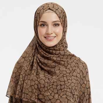 Brown  Modal Printed Lawn
