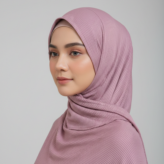 Tea pink Ribbed Jersey Hijab