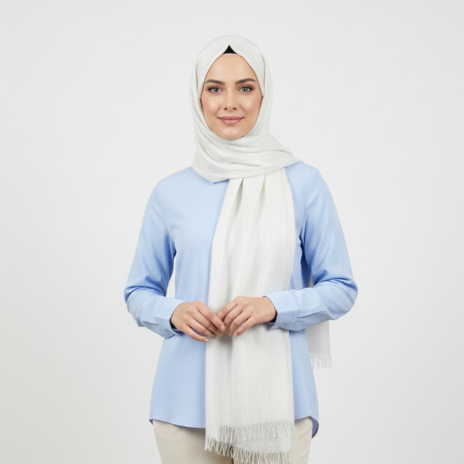 White Glitter Lawn Hijab