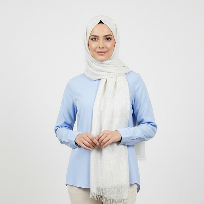 White Glitter Lawn Hijab