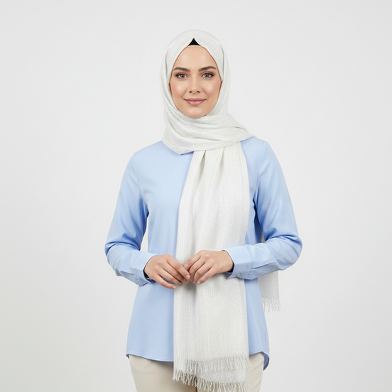 White Glitter Lawn Hijab