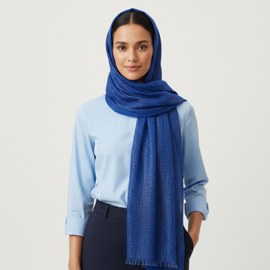 blue Glitter Lawn Hijab