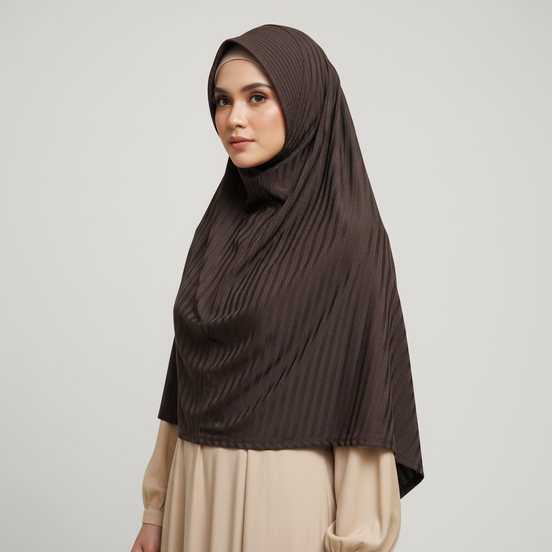 Chocolate brown Ribbed Jersey Hijab