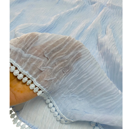 Sky Cotton Pleated Lace Hijab