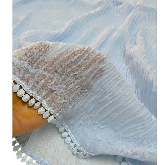 Sky Cotton Pleated Lace Hijab