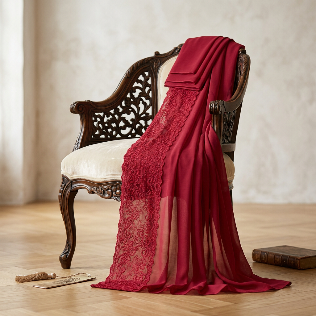 Chantilly Lace Hijab -Red
