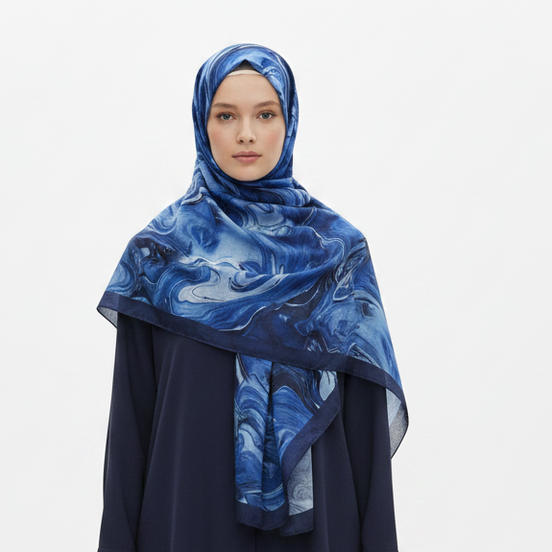 Blue  Modal Printed Lawn