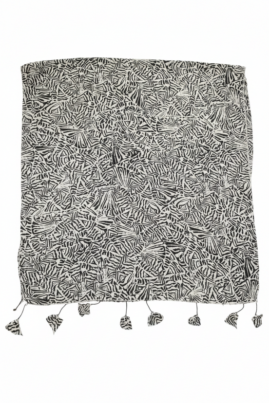 Beige  Printed Chiffon with tassel