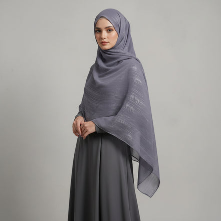 Steel blue Metalic Chiffon