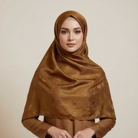 Brown Modal Self Satin Silk