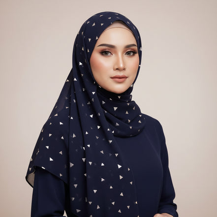 Navy Chiffon silver Foil