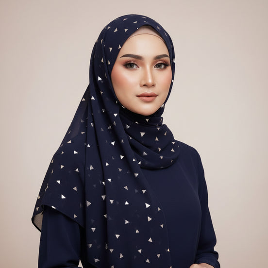 Navy Chiffon silver Foil