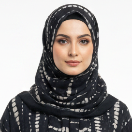 Black Tie-Dye Chiffon Hijab