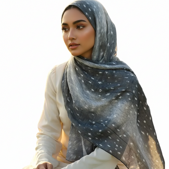 Black  Modal Printed Lawn