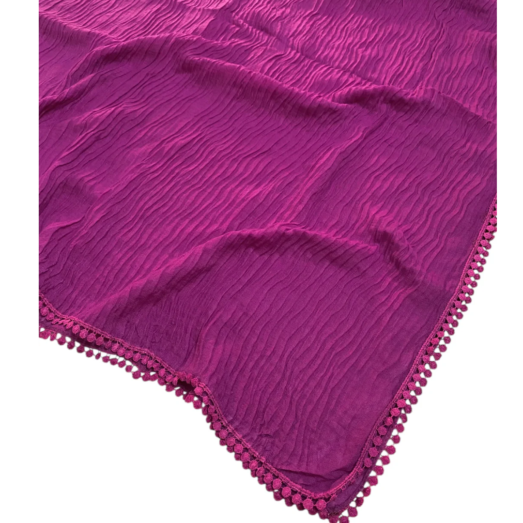 Margenta Cotton Pleated Lace Hijab