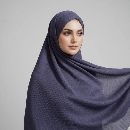 Steel grey  Metalic Chiffon
