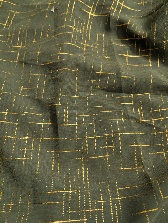 Olive Green Crosshatch Georgette