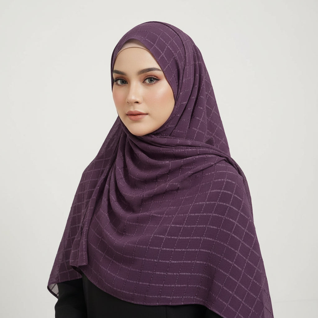 Lavender  Bubble Chiffon Checked