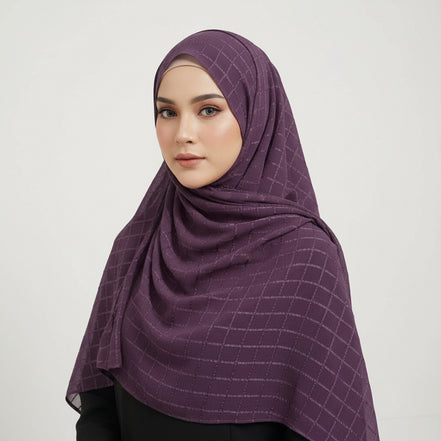 Lavender  Bubble Chiffon Checked