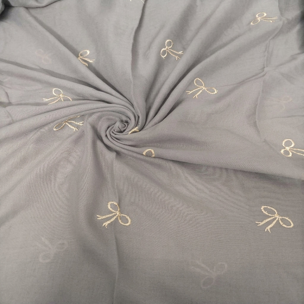 Grey Embroidery Lawn hijab