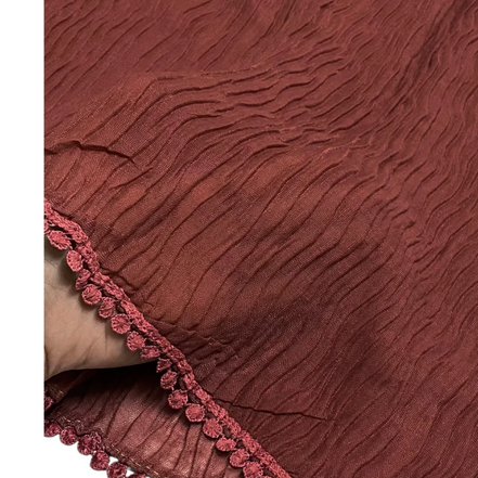 Terracotta Cotton Pleated Lace Hijab