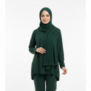 Bottle green Cotton Pleated Lace Hijab
