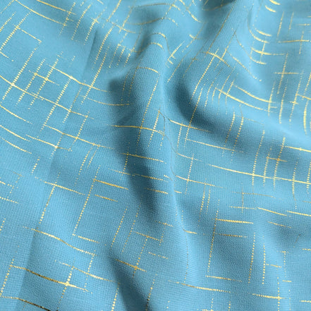 Teal Crosshatch Georgette