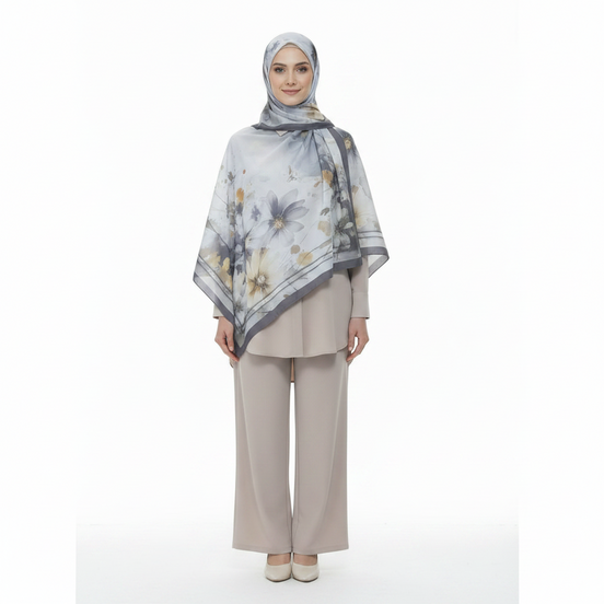 Grey Printed Chiffon