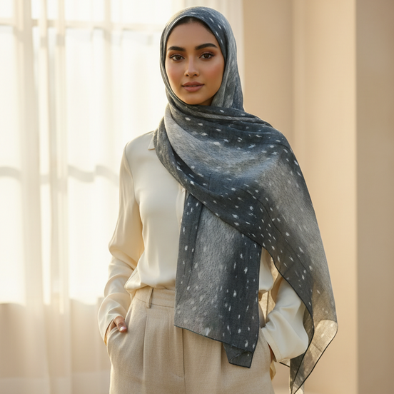 Black  Modal Printed Lawn