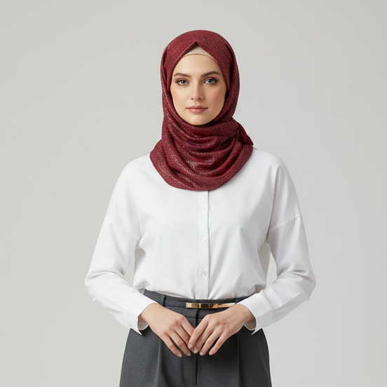 Maroon Glitter Lawn Hijab