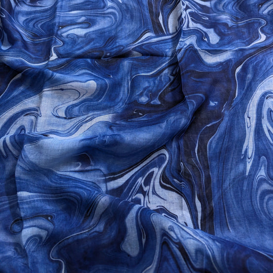 Blue  Modal Printed Lawn