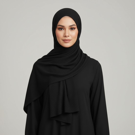 Black Ribbed Jersey Hijab