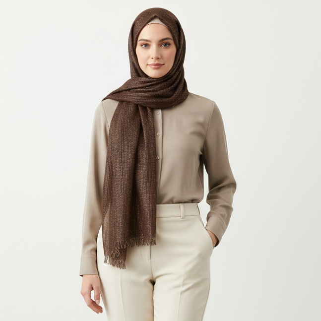 Brown Glitter Lawn Hijab