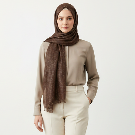 Brown Glitter Lawn Hijab