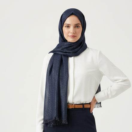 Navy Glitter Lawn Hijab