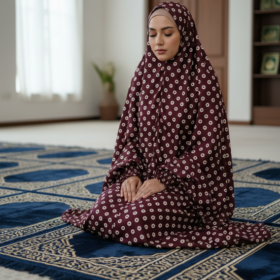 Maroon  Namaz Chaddar (with sleeves)