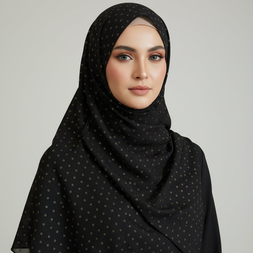 Black Golden Embossed Lawn