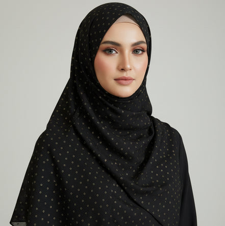 Black Golden Embossed Lawn