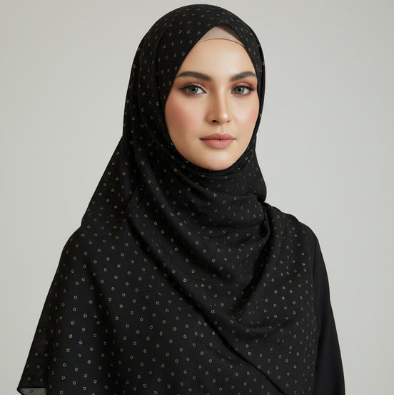 Black Golden Embossed Lawn
