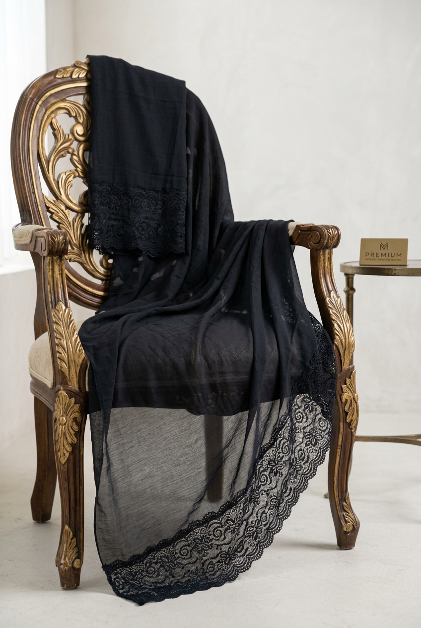 Chantilly Lace Hijab -Black