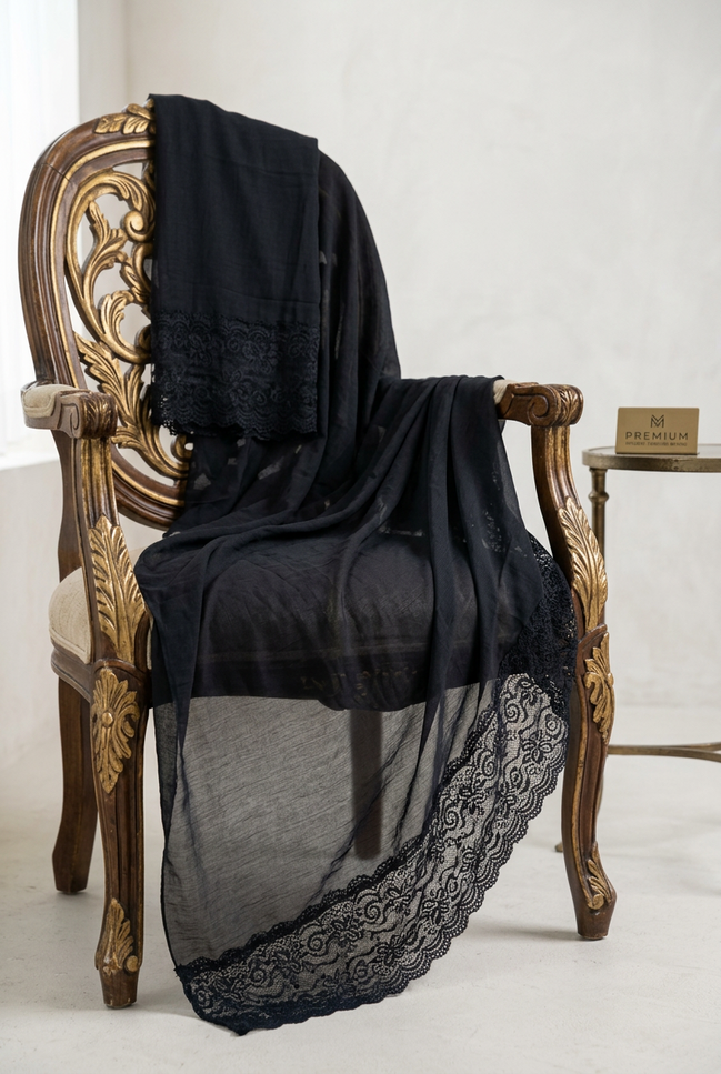 Chantilly Lace Hijab -Black