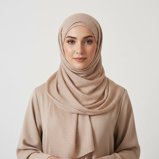 Beige  Silver Stone Luxilk Hijab