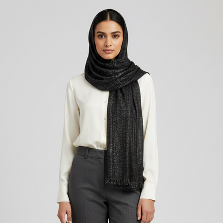Black Glitter Lawn Hijab