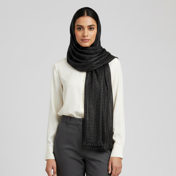 Black Glitter Lawn Hijab