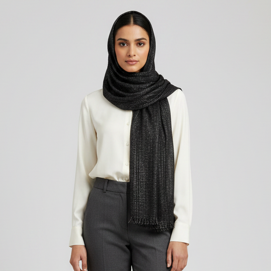 Black Glitter Lawn Hijab