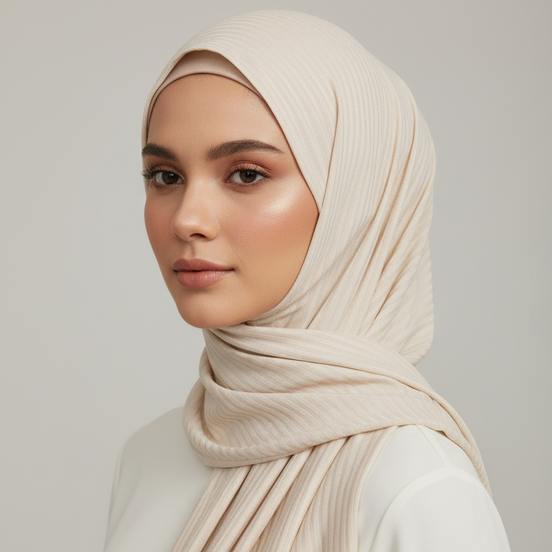 Off -White Ribbed Jersey Hijab