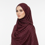 Maroon Golden Embossed Lawn