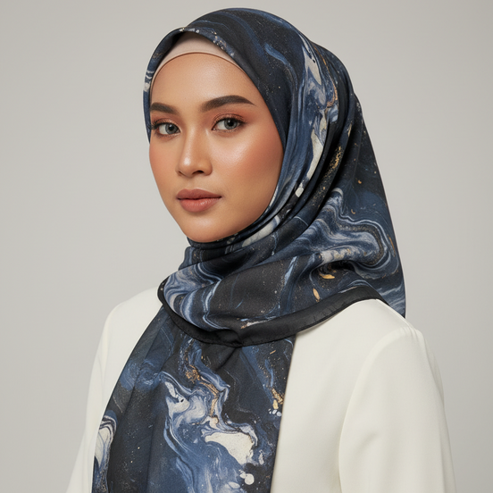 Blue Modal Printed Lawn