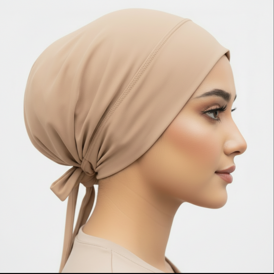 Beige Full Coverage Tie Back (Cap)