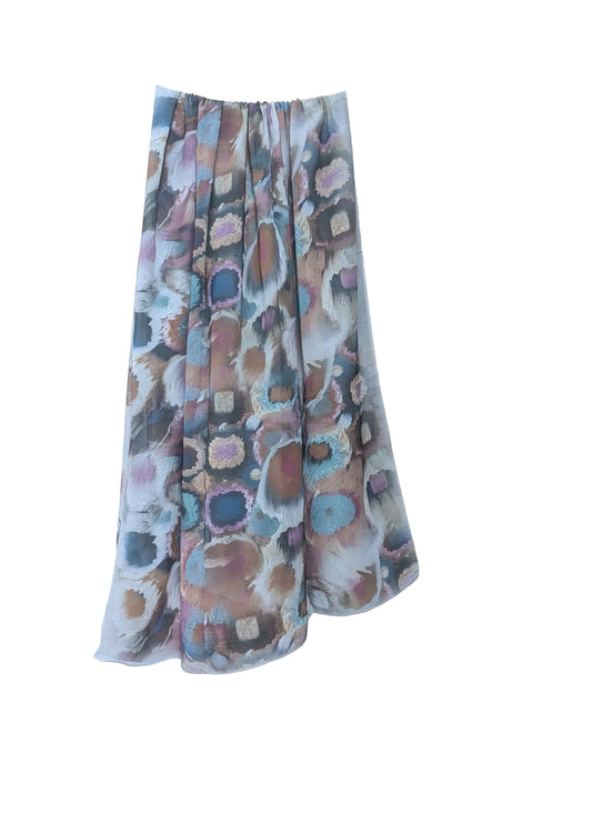 Latte Printed Chiffon(with tassels)